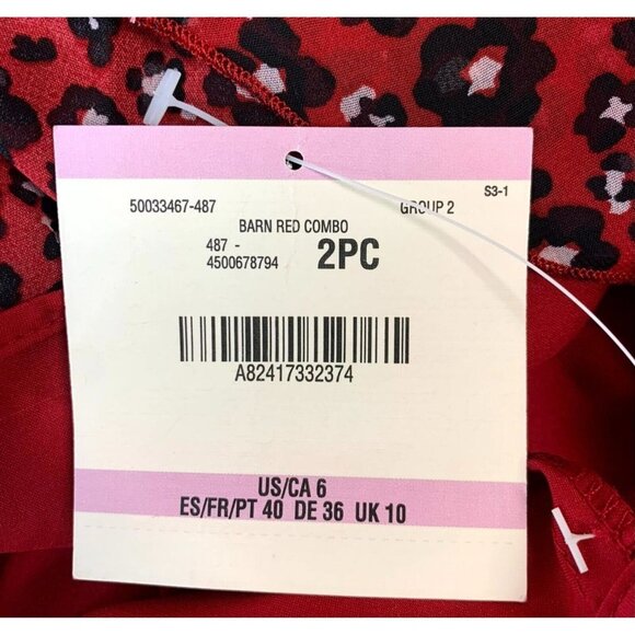 Anne Klein Midi Dress Size 6 Barn Red Combo Sleeveless Shift Side Zip Women New - Picture 8 of 11